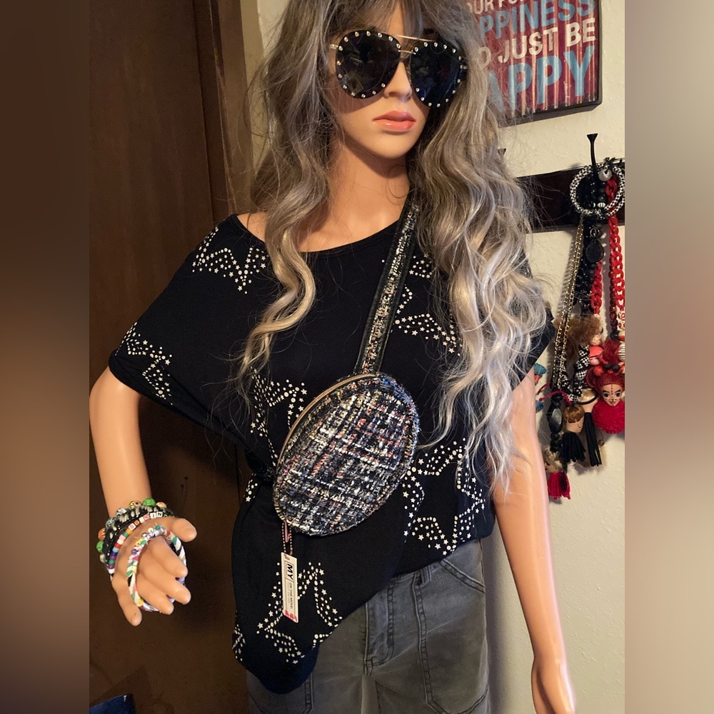 Buffalo David Bitton Black Top + Tagalong Tweed Bag